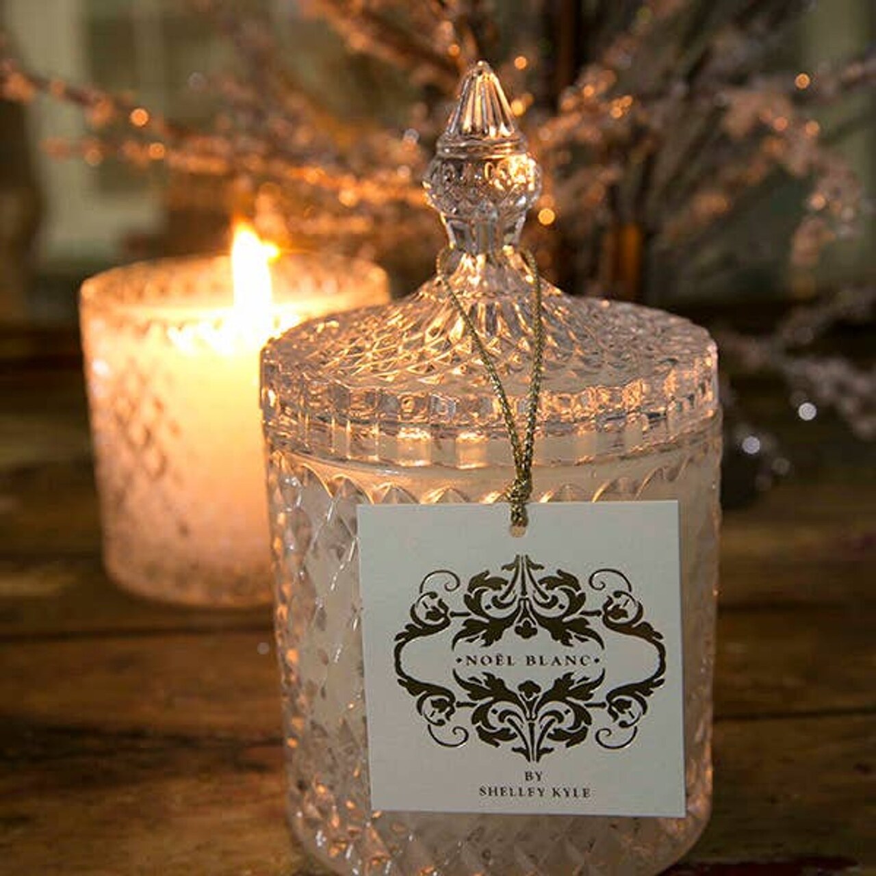 Edge Collections - White - Elegant Holiday Crystal Candle - 1 Piece